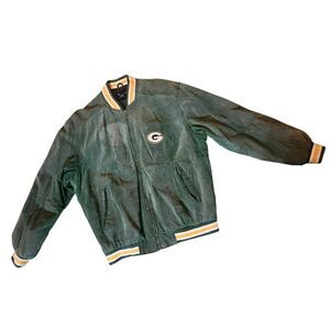 Spotlight Suede Leather Jacket Green Bay Packers Mens Size Large Quilt Lined